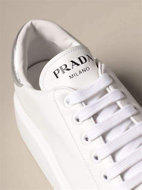 prada sneakers women's white|Prada high top sneakers women's.